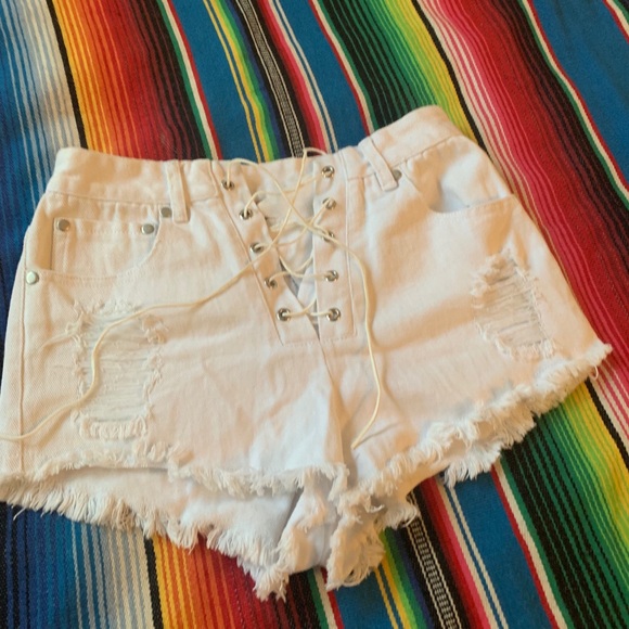 Ecru Lab Lace Up Shorts - Picture 1 of 1
